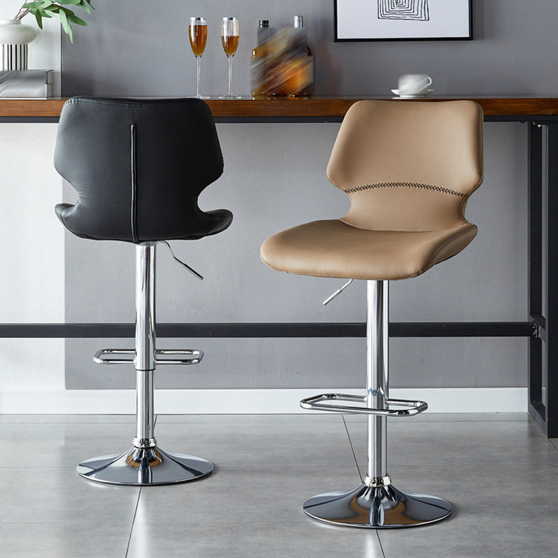 Scandinavian Metal Stool Faux Leather Counter Stool in Matte Finish for Indoor
