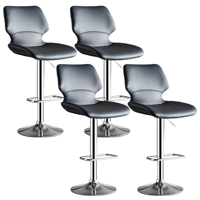 Scandinavian Metal Stool Faux Leather Counter Stool in Matte Finish for Indoor