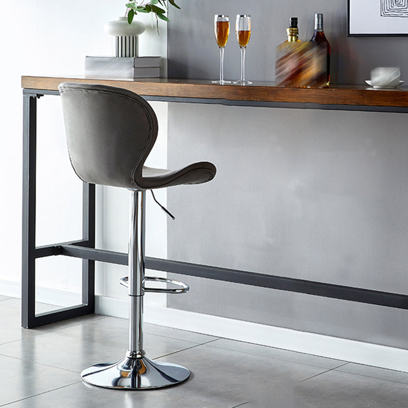 Scandinavian Metal Stool Faux Leather Counter Stool in Matte Finish for Indoor