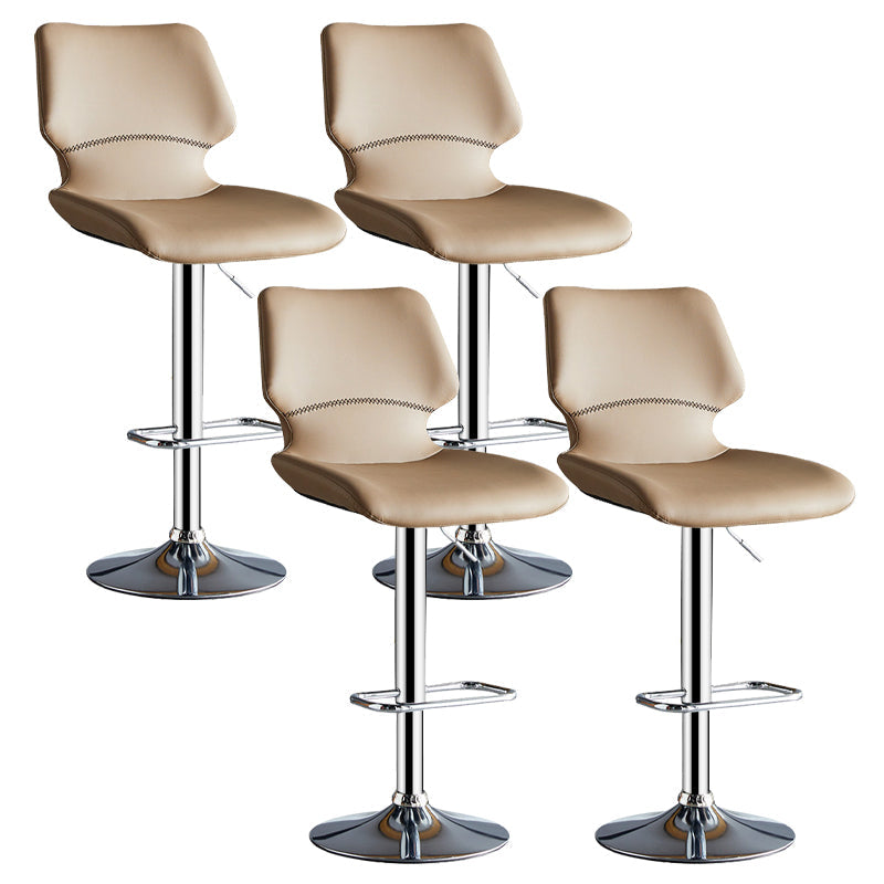 Scandinavian Metal Stool Faux Leather Counter Stool in Matte Finish for Indoor