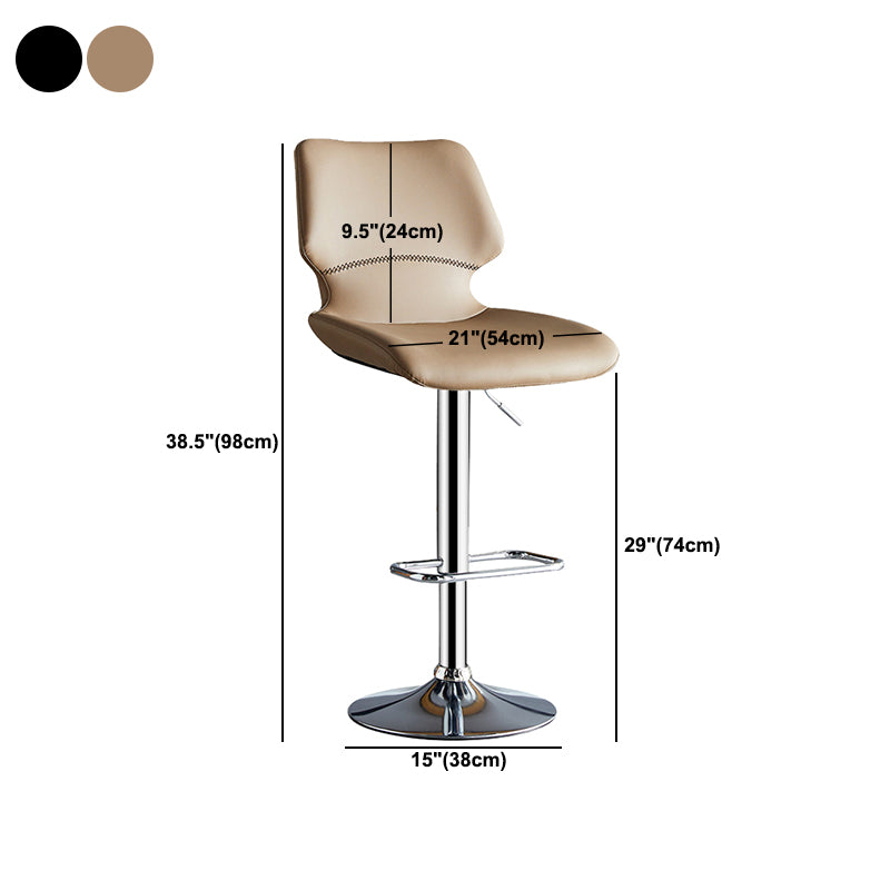 Scandinavian Metal Stool Faux Leather Counter Stool in Matte Finish for Indoor