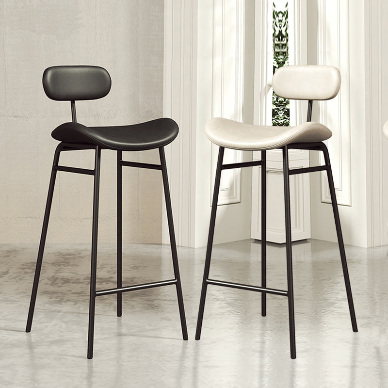 Faux Leather Bar Stools Scandinavian Low Back Armless Barstool with 4 Iron Legs Clearhalo 'Bar Furniture' 'Bar Stools' 'bar_stools' 'furn' 'furn_bar_stools' 'Furniture' 'Kitchen & Dining Furniture' 5750581