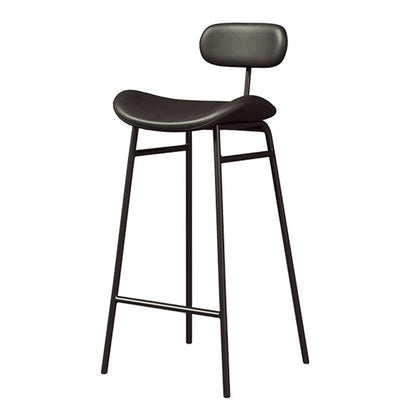 Faux Leather Bar Stools Scandinavian Low Back Armless Barstool with 4 Iron Legs Black Black 1 Piece Clearhalo 'Bar Furniture' 'Bar Stools' 'bar_stools' 'furn' 'furn_bar_stools' 'Furniture' 'Kitchen & Dining Furniture' 5750582