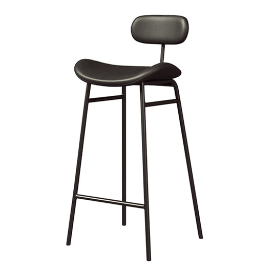 Faux Leather Bar Stools Scandinavian Low Back Armless Barstool with 4 Iron Legs Black Black 1 Piece