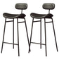 Faux Leather Bar Stools Scandinavian Low Back Armless Barstool with 4 Iron Legs Black Black 2 Piece Set Clearhalo 'Bar Furniture' 'Bar Stools' 'bar_stools' 'furn' 'furn_bar_stools' 'Furniture' 'Kitchen & Dining Furniture' 5750583