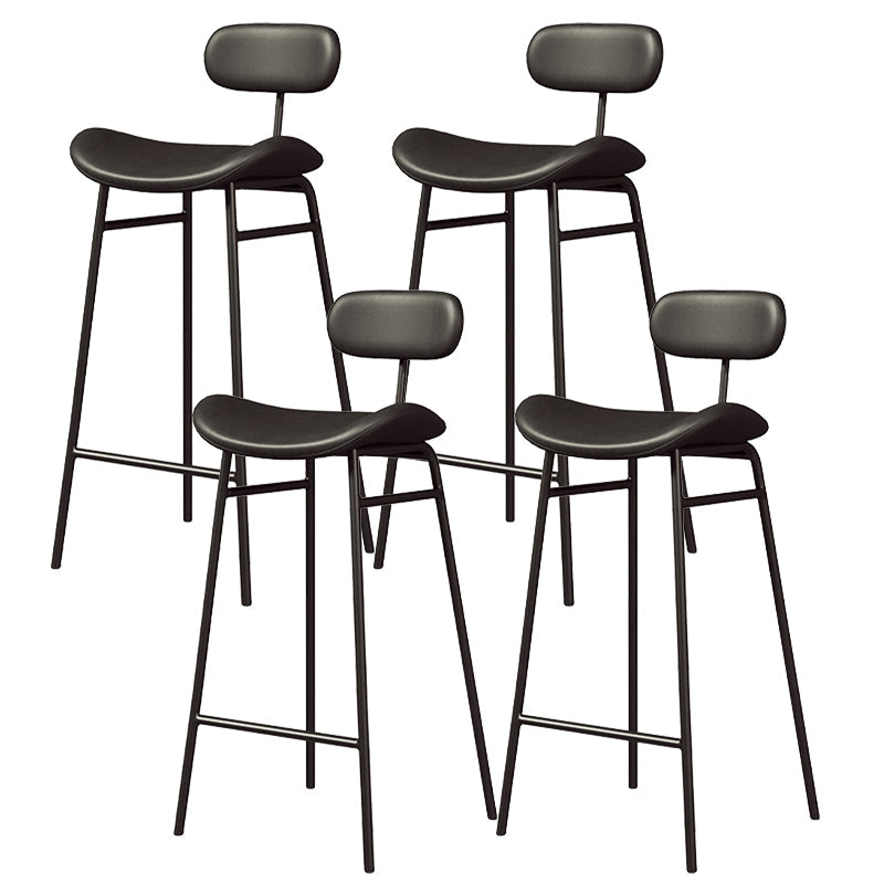 Faux Leather Bar Stools Scandinavian Low Back Armless Barstool with 4 Iron Legs Black Black 4 Piece Set Clearhalo 'Bar Furniture' 'Bar Stools' 'bar_stools' 'furn' 'furn_bar_stools' 'Furniture' 'Kitchen & Dining Furniture' 5750586