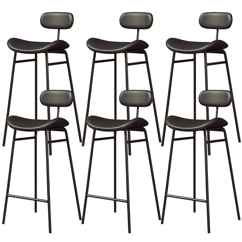 Faux Leather Bar Stools Scandinavian Low Back Armless Barstool with 4 Iron Legs Black Black 6 Piece Set Clearhalo 'Bar Furniture' 'Bar Stools' 'bar_stools' 'furn' 'furn_bar_stools' 'Furniture' 'Kitchen & Dining Furniture' 5750588