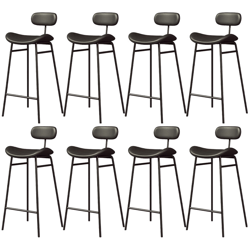 Faux Leather Bar Stools Scandinavian Low Back Armless Barstool with 4 Iron Legs Black Black 8 Piece Set Clearhalo 'Bar Furniture' 'Bar Stools' 'bar_stools' 'furn' 'furn_bar_stools' 'Furniture' 'Kitchen & Dining Furniture' 5750589