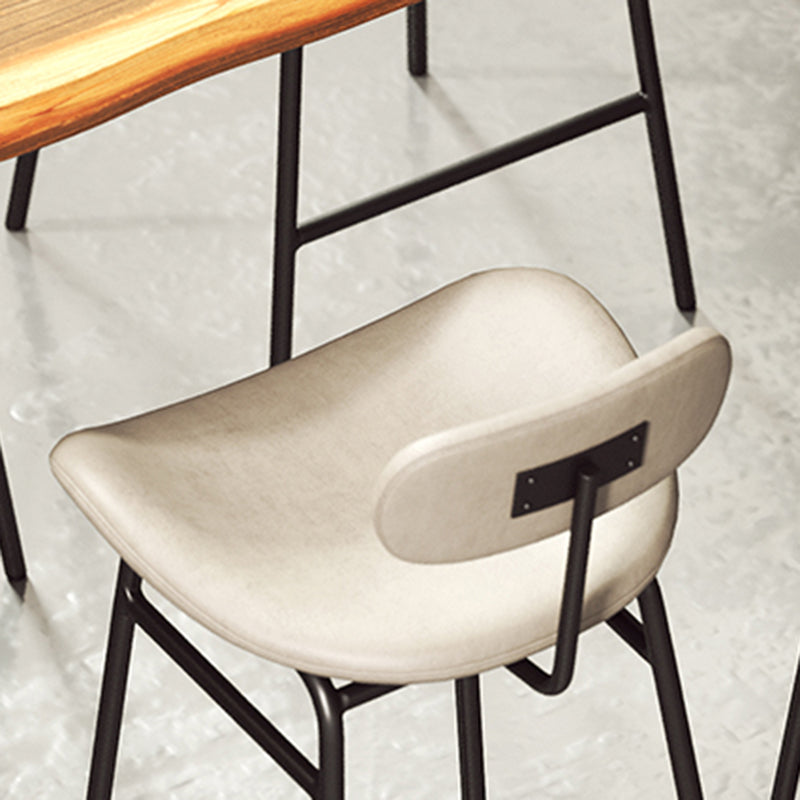 Faux Leather Bar Stools Scandinavian Low Back Armless Barstool with 4 Iron Legs Clearhalo 'Bar Furniture' 'Bar Stools' 'bar_stools' 'furn' 'furn_bar_stools' 'Furniture' 'Kitchen & Dining Furniture' 5750591