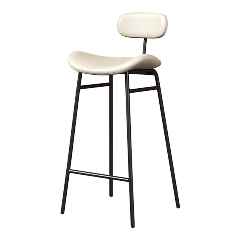 Faux Leather Bar Stools Scandinavian Low Back Armless Barstool with 4 Iron Legs White Black 1 Piece Clearhalo 'Bar Furniture' 'Bar Stools' 'bar_stools' 'furn' 'furn_bar_stools' 'Furniture' 'Kitchen & Dining Furniture' 5750592