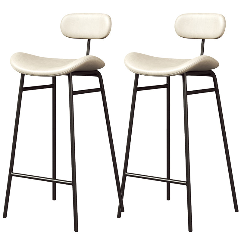 Faux Leather Bar Stools Scandinavian Low Back Armless Barstool with 4 Iron Legs White Black 2 Piece Set Clearhalo 'Bar Furniture' 'Bar Stools' 'bar_stools' 'furn' 'furn_bar_stools' 'Furniture' 'Kitchen & Dining Furniture' 5750593