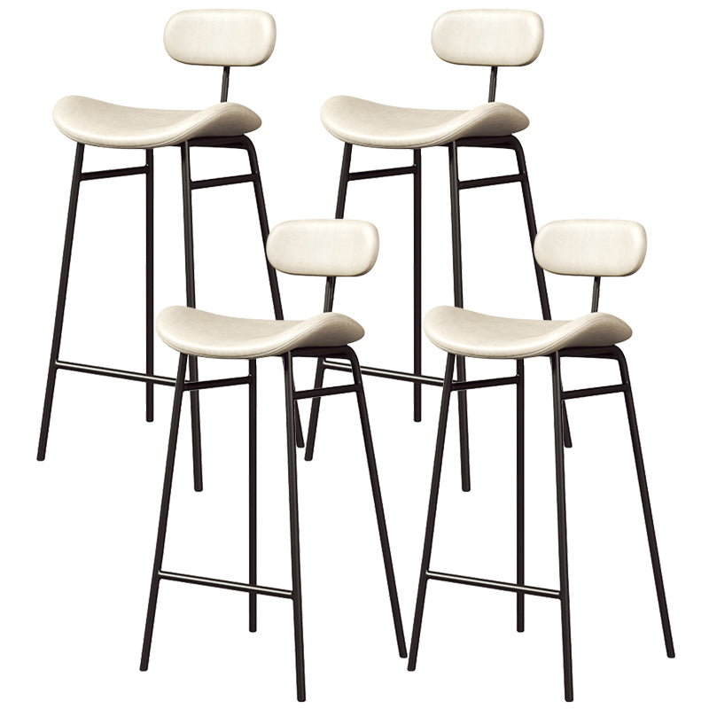 Faux Leather Bar Stools Scandinavian Low Back Armless Barstool with 4 Iron Legs White Black 4 Piece Set Clearhalo 'Bar Furniture' 'Bar Stools' 'bar_stools' 'furn' 'furn_bar_stools' 'Furniture' 'Kitchen & Dining Furniture' 5750595