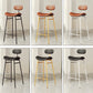 Faux Leather Bar Stools Scandinavian Low Back Armless Barstool with 4 Iron Legs Clearhalo 'Bar Furniture' 'Bar Stools' 'bar_stools' 'furn' 'furn_bar_stools' 'Furniture' 'Kitchen & Dining Furniture' 5750596