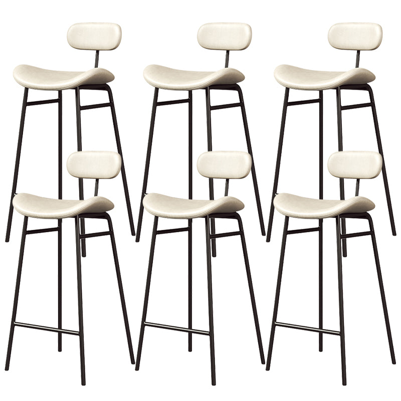 Faux Leather Bar Stools Scandinavian Low Back Armless Barstool with 4 Iron Legs White Black 6 Piece Set Clearhalo 'Bar Furniture' 'Bar Stools' 'bar_stools' 'furn' 'furn_bar_stools' 'Furniture' 'Kitchen & Dining Furniture' 5750598