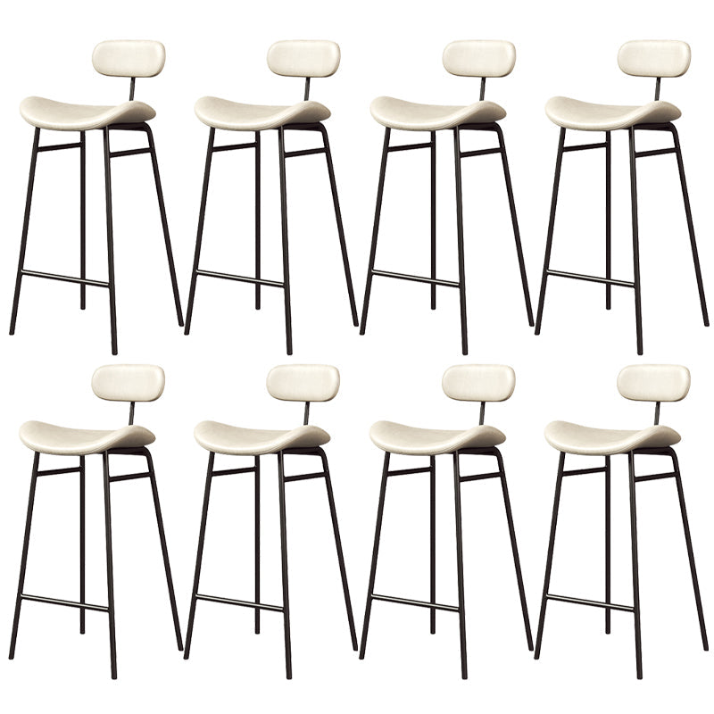 Faux Leather Bar Stools Scandinavian Low Back Armless Barstool with 4 Iron Legs White Black 8 Piece Set Clearhalo 'Bar Furniture' 'Bar Stools' 'bar_stools' 'furn' 'furn_bar_stools' 'Furniture' 'Kitchen & Dining Furniture' 5750599