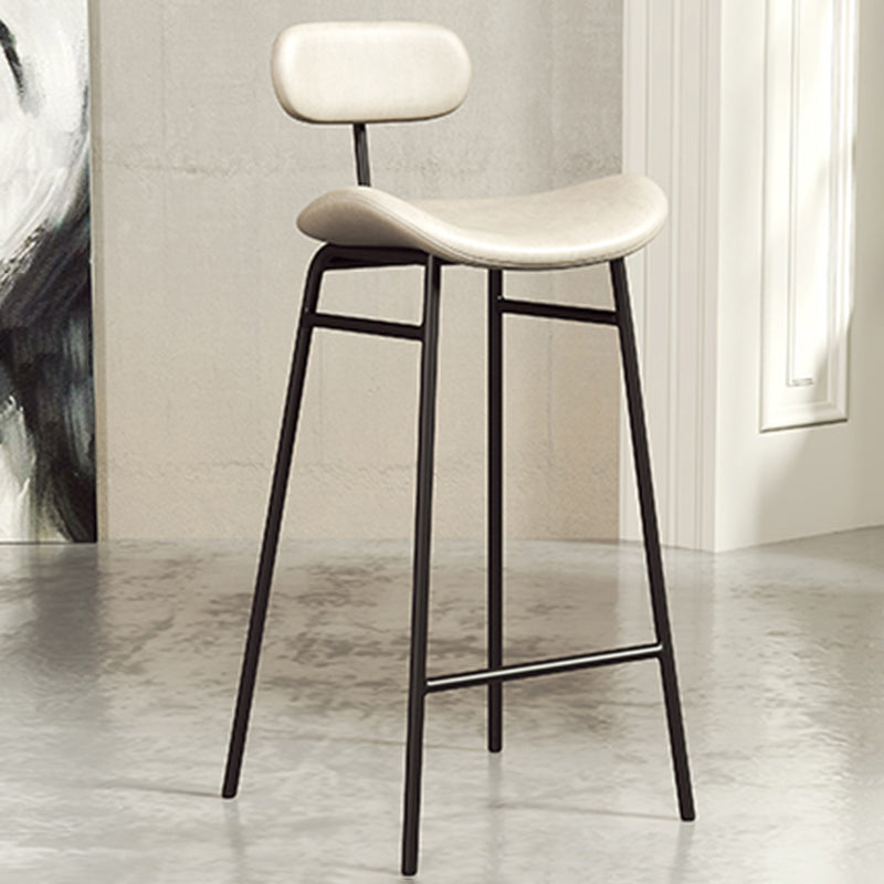 Faux Leather Bar Stools Scandinavian Low Back Armless Barstool with 4 Iron Legs Clearhalo 'Bar Furniture' 'Bar Stools' 'bar_stools' 'furn' 'furn_bar_stools' 'Furniture' 'Kitchen & Dining Furniture' 5750600