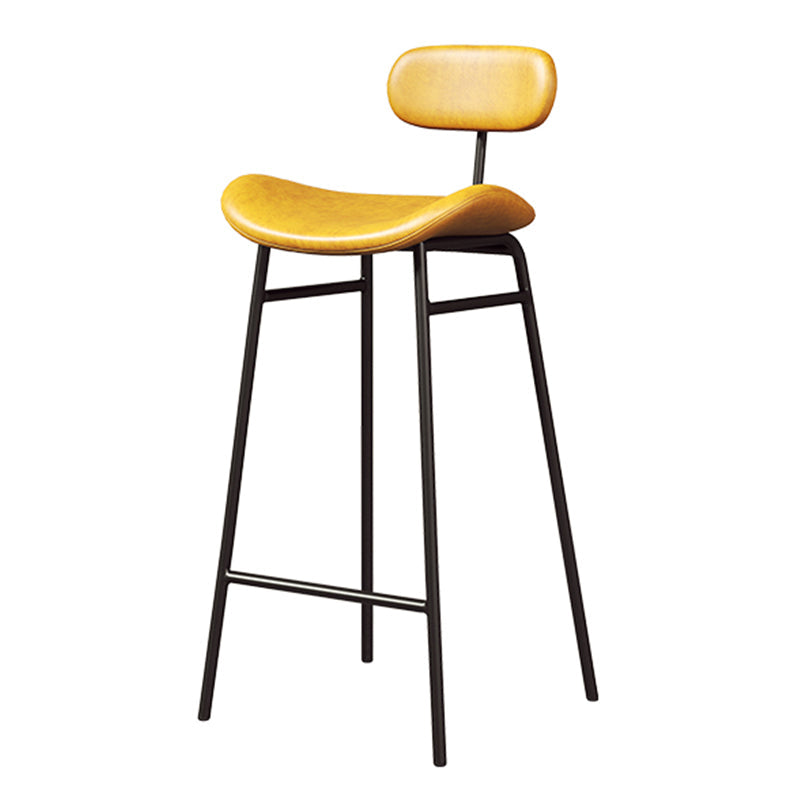 Faux Leather Bar Stools Scandinavian Low Back Armless Barstool with 4 Iron Legs Yellow Black 1 Piece Clearhalo 'Bar Furniture' 'Bar Stools' 'bar_stools' 'furn' 'furn_bar_stools' 'Furniture' 'Kitchen & Dining Furniture' 5750601