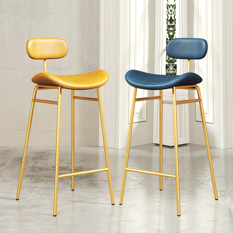 Faux Leather Bar Stools Scandinavian Low Back Armless Barstool with 4 Iron Legs Clearhalo 'Bar Furniture' 'Bar Stools' 'bar_stools' 'furn' 'furn_bar_stools' 'Furniture' 'Kitchen & Dining Furniture' 5750602