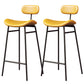 Faux Leather Bar Stools Scandinavian Low Back Armless Barstool with 4 Iron Legs Yellow Black 2 Piece Set Clearhalo 'Bar Furniture' 'Bar Stools' 'bar_stools' 'furn' 'furn_bar_stools' 'Furniture' 'Kitchen & Dining Furniture' 5750603