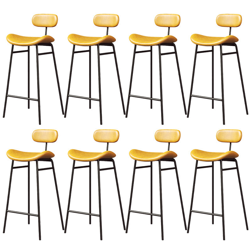 Faux Leather Bar Stools Scandinavian Low Back Armless Barstool with 4 Iron Legs Yellow Black 8 Piece Set Clearhalo 'Bar Furniture' 'Bar Stools' 'bar_stools' 'furn' 'furn_bar_stools' 'Furniture' 'Kitchen & Dining Furniture' 5750608
