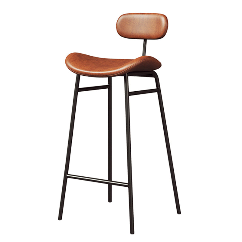 Faux Leather Bar Stools Scandinavian Low Back Armless Barstool with 4 Iron Legs Brown Black 1 Piece Clearhalo 'Bar Furniture' 'Bar Stools' 'bar_stools' 'furn' 'furn_bar_stools' 'Furniture' 'Kitchen & Dining Furniture' 5750609