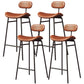 Faux Leather Bar Stools Scandinavian Low Back Armless Barstool with 4 Iron Legs Brown Black 4 Piece Set Clearhalo 'Bar Furniture' 'Bar Stools' 'bar_stools' 'furn' 'furn_bar_stools' 'Furniture' 'Kitchen & Dining Furniture' 5750611