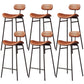 Faux Leather Bar Stools Scandinavian Low Back Armless Barstool with 4 Iron Legs Brown Black 6 Piece Set Clearhalo 'Bar Furniture' 'Bar Stools' 'bar_stools' 'furn' 'furn_bar_stools' 'Furniture' 'Kitchen & Dining Furniture' 5750612