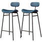 Faux Leather Bar Stools Scandinavian Low Back Armless Barstool with 4 Iron Legs Blue Black 2 Piece Set Clearhalo 'Bar Furniture' 'Bar Stools' 'bar_stools' 'furn' 'furn_bar_stools' 'Furniture' 'Kitchen & Dining Furniture' 5750615