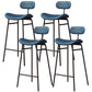 Faux Leather Bar Stools Scandinavian Low Back Armless Barstool with 4 Iron Legs Blue Black 4 Piece Set Clearhalo 'Bar Furniture' 'Bar Stools' 'bar_stools' 'furn' 'furn_bar_stools' 'Furniture' 'Kitchen & Dining Furniture' 5750616