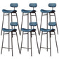 Faux Leather Bar Stools Scandinavian Low Back Armless Barstool with 4 Iron Legs Blue Black 6 Piece Set Clearhalo 'Bar Furniture' 'Bar Stools' 'bar_stools' 'furn' 'furn_bar_stools' 'Furniture' 'Kitchen & Dining Furniture' 5750617