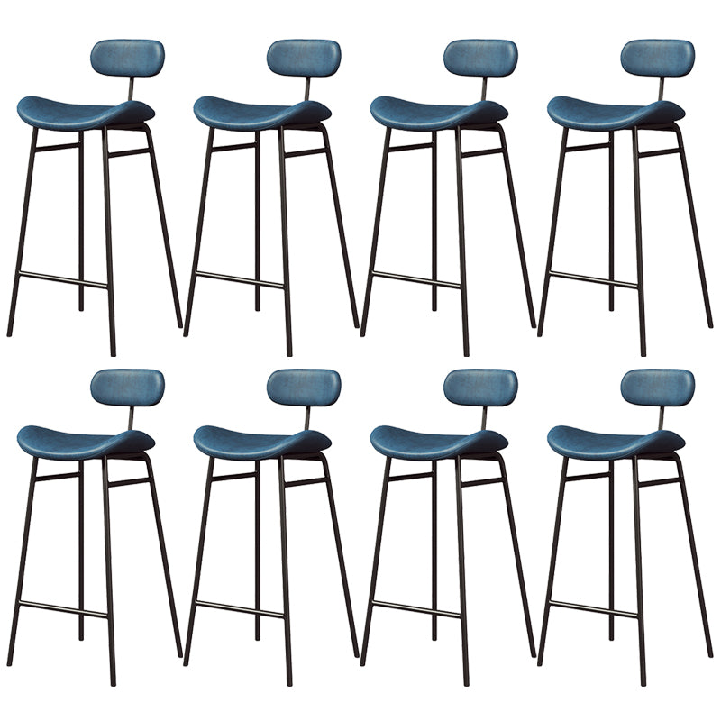 Faux Leather Bar Stools Scandinavian Low Back Armless Barstool with 4 Iron Legs Blue Black 8 Piece Set Clearhalo 'Bar Furniture' 'Bar Stools' 'bar_stools' 'furn' 'furn_bar_stools' 'Furniture' 'Kitchen & Dining Furniture' 5750618