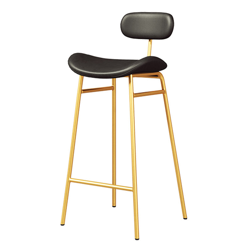 Faux Leather Bar Stools Scandinavian Low Back Armless Barstool with 4 Iron Legs Black Gold 1 Piece Clearhalo 'Bar Furniture' 'Bar Stools' 'bar_stools' 'furn' 'furn_bar_stools' 'Furniture' 'Kitchen & Dining Furniture' 5750619