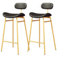 Faux Leather Bar Stools Scandinavian Low Back Armless Barstool with 4 Iron Legs Black Gold 2 Piece Set Clearhalo 'Bar Furniture' 'Bar Stools' 'bar_stools' 'furn' 'furn_bar_stools' 'Furniture' 'Kitchen & Dining Furniture' 5750620