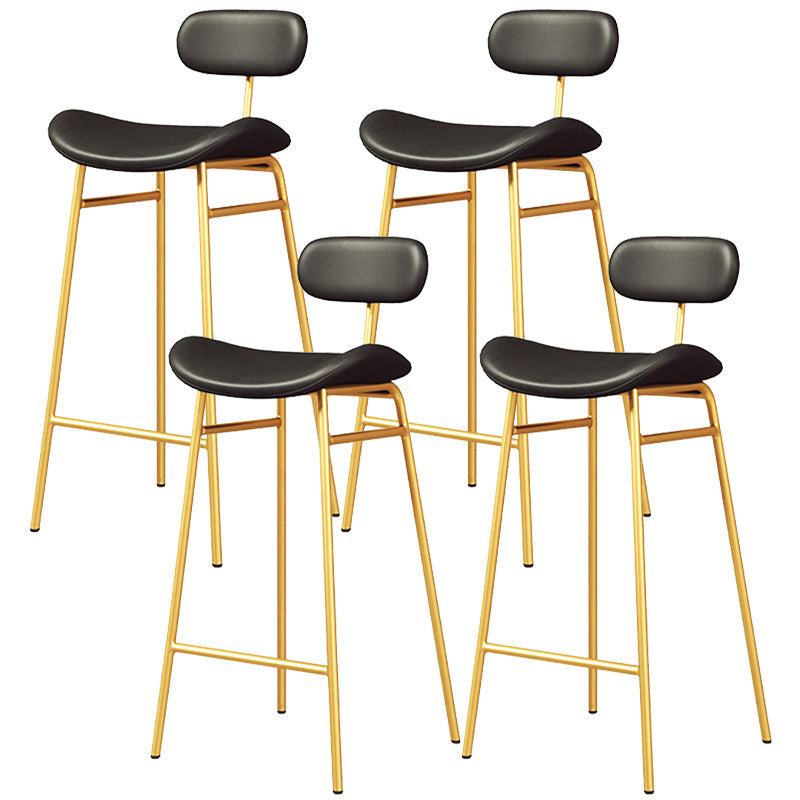 Faux Leather Bar Stools Scandinavian Low Back Armless Barstool with 4 Iron Legs Black Gold 4 Piece Set Clearhalo 'Bar Furniture' 'Bar Stools' 'bar_stools' 'furn' 'furn_bar_stools' 'Furniture' 'Kitchen & Dining Furniture' 5750621
