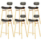 Faux Leather Bar Stools Scandinavian Low Back Armless Barstool with 4 Iron Legs Black Gold 6 Piece Set Clearhalo 'Bar Furniture' 'Bar Stools' 'bar_stools' 'furn' 'furn_bar_stools' 'Furniture' 'Kitchen & Dining Furniture' 5750622