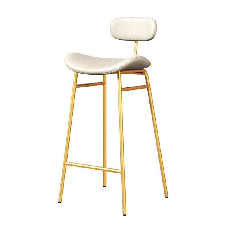 Faux Leather Bar Stools Scandinavian Low Back Armless Barstool with 4 Iron Legs White Gold 1 Piece Clearhalo 'Bar Furniture' 'Bar Stools' 'bar_stools' 'furn' 'furn_bar_stools' 'Furniture' 'Kitchen & Dining Furniture' 5750624