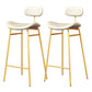 Faux Leather Bar Stools Scandinavian Low Back Armless Barstool with 4 Iron Legs White Gold 2 Piece Set Clearhalo 'Bar Furniture' 'Bar Stools' 'bar_stools' 'furn' 'furn_bar_stools' 'Furniture' 'Kitchen & Dining Furniture' 5750625