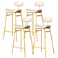 Faux Leather Bar Stools Scandinavian Low Back Armless Barstool with 4 Iron Legs White Gold 4 Piece Set Clearhalo 'Bar Furniture' 'Bar Stools' 'bar_stools' 'furn' 'furn_bar_stools' 'Furniture' 'Kitchen & Dining Furniture' 5750626