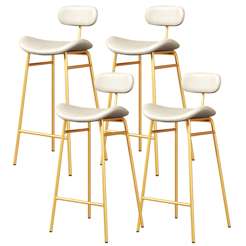 Faux Leather Bar Stools Scandinavian Low Back Armless Barstool with 4 Iron Legs White Gold 4 Piece Set Clearhalo 'Bar Furniture' 'Bar Stools' 'bar_stools' 'furn' 'furn_bar_stools' 'Furniture' 'Kitchen & Dining Furniture' 5750626