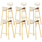 Faux Leather Bar Stools Scandinavian Low Back Armless Barstool with 4 Iron Legs White Gold 6 Piece Set Clearhalo 'Bar Furniture' 'Bar Stools' 'bar_stools' 'furn' 'furn_bar_stools' 'Furniture' 'Kitchen & Dining Furniture' 5750627