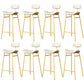 Faux Leather Bar Stools Scandinavian Low Back Armless Barstool with 4 Iron Legs White Gold 8 Piece Set Clearhalo 'Bar Furniture' 'Bar Stools' 'bar_stools' 'furn' 'furn_bar_stools' 'Furniture' 'Kitchen & Dining Furniture' 5750628