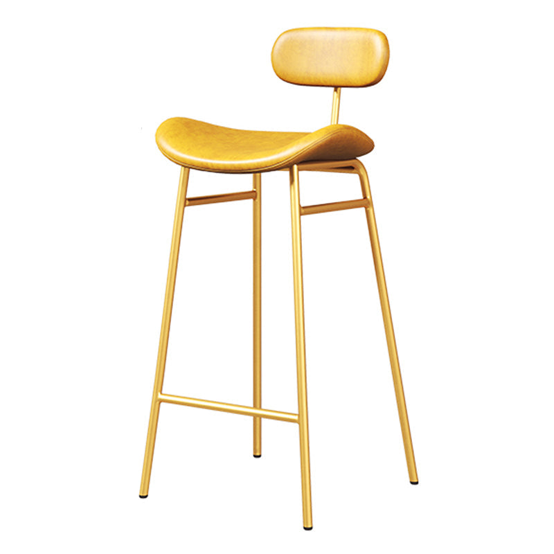 Faux Leather Bar Stools Scandinavian Low Back Armless Barstool with 4 Iron Legs Yellow Gold 1 Piece Clearhalo 'Bar Furniture' 'Bar Stools' 'bar_stools' 'furn' 'furn_bar_stools' 'Furniture' 'Kitchen & Dining Furniture' 5750629