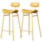 Faux Leather Bar Stools Scandinavian Low Back Armless Barstool with 4 Iron Legs Yellow Gold 2 Piece Set Clearhalo 'Bar Furniture' 'Bar Stools' 'bar_stools' 'furn' 'furn_bar_stools' 'Furniture' 'Kitchen & Dining Furniture' 5750630