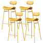 Faux Leather Bar Stools Scandinavian Low Back Armless Barstool with 4 Iron Legs Yellow Gold 4 Piece Set Clearhalo 'Bar Furniture' 'Bar Stools' 'bar_stools' 'furn' 'furn_bar_stools' 'Furniture' 'Kitchen & Dining Furniture' 5750631