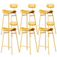 Faux Leather Bar Stools Scandinavian Low Back Armless Barstool with 4 Iron Legs Yellow Gold 6 Piece Set Clearhalo 'Bar Furniture' 'Bar Stools' 'bar_stools' 'furn' 'furn_bar_stools' 'Furniture' 'Kitchen & Dining Furniture' 5750632