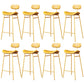 Faux Leather Bar Stools Scandinavian Low Back Armless Barstool with 4 Iron Legs Yellow Gold 8 Piece Set Clearhalo 'Bar Furniture' 'Bar Stools' 'bar_stools' 'furn' 'furn_bar_stools' 'Furniture' 'Kitchen & Dining Furniture' 5750633