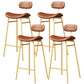 Faux Leather Bar Stools Scandinavian Low Back Armless Barstool with 4 Iron Legs Brown Gold 4 Piece Set Clearhalo 'Bar Furniture' 'Bar Stools' 'bar_stools' 'furn' 'furn_bar_stools' 'Furniture' 'Kitchen & Dining Furniture' 5750636