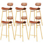 Faux Leather Bar Stools Scandinavian Low Back Armless Barstool with 4 Iron Legs Brown Gold 6 Piece Set Clearhalo 'Bar Furniture' 'Bar Stools' 'bar_stools' 'furn' 'furn_bar_stools' 'Furniture' 'Kitchen & Dining Furniture' 5750637