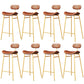 Faux Leather Bar Stools Scandinavian Low Back Armless Barstool with 4 Iron Legs Brown Gold 8 Piece Set Clearhalo 'Bar Furniture' 'Bar Stools' 'bar_stools' 'furn' 'furn_bar_stools' 'Furniture' 'Kitchen & Dining Furniture' 5750638