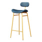 Faux Leather Bar Stools Scandinavian Low Back Armless Barstool with 4 Iron Legs Blue Gold 1 Piece Clearhalo 'Bar Furniture' 'Bar Stools' 'bar_stools' 'furn' 'furn_bar_stools' 'Furniture' 'Kitchen & Dining Furniture' 5750639